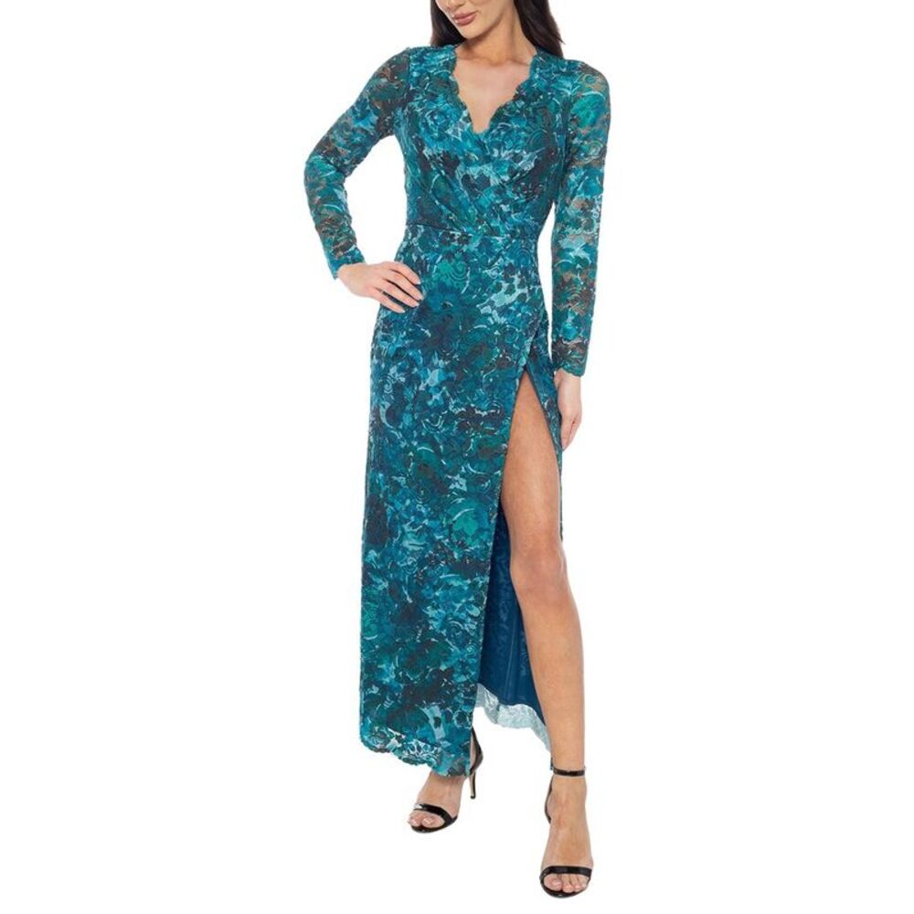 Marina Womens  Wrap Maxi Dress, Blue